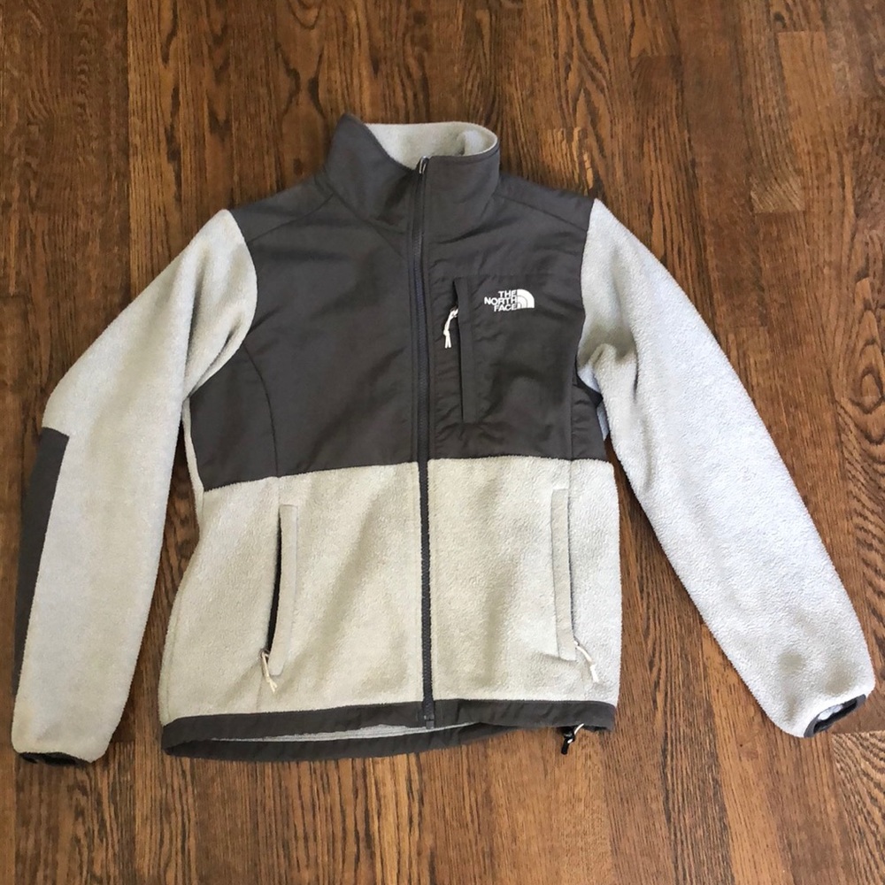 North Face grey zip up jacket